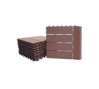 Carreau De Sol Wpc Rhône + Bordure, Aspect Bois 11x Chaque 30x30cm = 1m² Premium Café Linear Waagrecht Marron