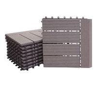 Carreau De Sol Wpc Rhône + Bordure, Aspect Bois,11x Chaque 30x30cm = 1m² Premium Gris Linéaire Horizontal Gris