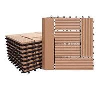 Carreau de sol WPC Rhône, 11x chaque 30x30cm = 1m² Premium teak, échelonné G