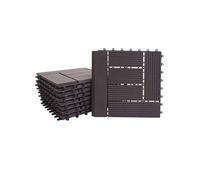 Carreau De Sol Wpc Rhône + Bordure, Aspect Bois, 11x Chaque 30x30cm = 1m² Premium Anthracite, Échelonné Noir