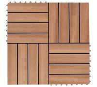 Carreau de terrasse 11 pcs WPC 30 x 30 cm 1 m² Couleur Teck