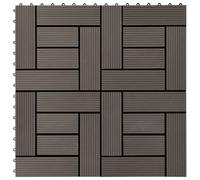 Carreau de terrasse 11 pcs WPC 30 x 30 cm 1 m² Marron foncé