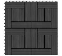 Carreau de terrasse 11 pcs WPC 30 x 30 cm 1 m² Noir