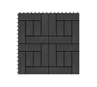 Carreau de terrasse 11 pcs WPC 30 x 30 cm 1 m² Noir