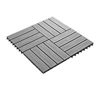 Carreau de terrasse en relief 11 pcs WPC 30 x 30 cm 1 m² Gris