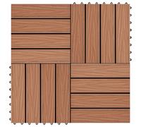 11x Carreau de Terrasse Relief WPC 30x30 cm 1 m² Noir Dalle de Jardin vidaXL