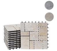 Carreau en pierre HWC-K70, carreau de sol, balcon/terrasse en pierre naturelle, 11x 30x30cm = 1m² ~ blanc