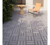 Carreaux à clipser 'Alliste' lot de 10 12 lamelles bois acacia 30 x 30 cm Gris
