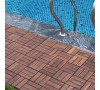 Carreaux à clipser 'Alliste' lot de 10 12 lamelles bois acacia 30 x 30 cm Marron