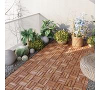 Carreaux à clipser 'Alliste' lot de 10 12 lamelles bois acacia 30 x 30 cm Naturel