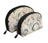 Carreaux Art Déco en Marbre Motif Pastels Doux, Trousse de Maquillage Coquille Femme Petit Porte-Monnaie Trousse de Toilette Trousse à cosmétiques 2 pièces