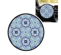 Carreaux Classiques de Style marocain Portugais, Pare-Soleil de Volant de 17,7 Pouces, Housse de Volant en Feuille d'aluminium Anti-Chaleur