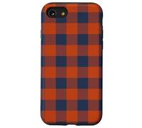 Carreaux de bûcheron Classiques Orange brûlé Bleu Marine Coque pour iPhone SE (2020) / 7/8