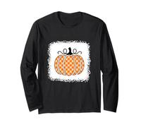 Carreaux de Buffle Orange Blanchi et Blanc Citrouille d'halloween Manche Longue