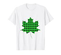 Carreaux de Buffle Vert Feuille d'érable T-Shirt Graphique avec Valeur, Homme, Blanc, S
