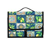 Carreaux de céramique peints à l'aquarelle, motif citron, fruits et feuilles, 1 trousse de toilette à suspendre, trousse de toilette, organisateur de maquillage, étui de rangement portable avec
