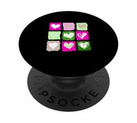 Carreaux de cœurs sauvages roses et verts, graphiques verts et roses PopSockets PopGrip Adhésif