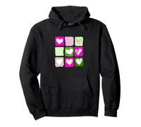 Carreaux de cœurs sauvages roses et verts, graphiques verts et roses Sweat à Capuche