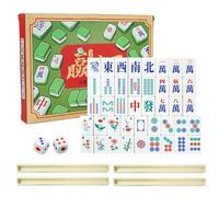 Carreaux de Mahjong - 1 jeu de Mah Jong, ensemble de jeu ahjong, mini ensemble de mahjong traditionnel portable | Famille de Mah Jongg portable traditionnelle, voyage complet pour hommes débutants