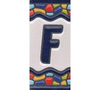 Carreaux de maison en céramique avec chiffres et lettres espagnols - Motif fenêtre d'église - Dimensions : 7,5 x 3,5 cm - 3 à 10 carreaux (lettre F)