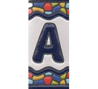 Carreaux de maison en céramique avec chiffres et lettres espagnols - Motif fenêtre d'église - Dimensions : 7,5 x 3,5 cm - 3 à 10 carreaux (lettre A)