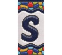 Carreaux de maison en céramique avec chiffres et lettres espagnols - Motif fenêtre d'église - Dimensions : 7,5 x 3,5 cm - 3 à 10 carreaux (lettre S)