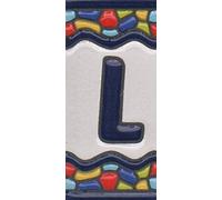 Carreaux de maison en céramique avec chiffres et lettres espagnols - Motif fenêtre d'église - Dimensions : 7,5 x 3,5 cm - 3 à 10 carreaux (lettre L)