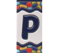 Carreaux de maison en céramique avec chiffres et lettres espagnols - Motif fenêtre d'église - Dimensions : 7,5 x 3,5 cm - 3 à 10 carreaux (lettre P)