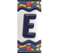 Carreaux de maison en céramique avec chiffres et lettres espagnols - Motif fenêtre d'église - Dimensions : 7,5 x 3,5 cm - 3 à 10 carreaux (lettre E)