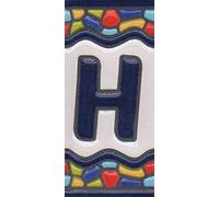 Carreaux de maison en céramique avec chiffres et lettres espagnols - Motif fenêtre d'église - Dimensions : 7,5 x 3,5 cm - 3 à 10 carreaux (lettre H)