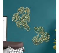 Carreaux de miroir Feuilles tropicales Doré Stick on Mirrors DIY Art Miroir mural Chambres Stickers muraux 1 ensemble