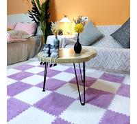 Carreaux De Moquette Imbriqués, Tapis De Sol en Mousse Puzzle en Peluche, Tapis Puzzle pour Salon, Tapis De Jeu pour Sol avec Bordure, 40/48/50/60 Pièces(Size:40 Pcs,Color:Violet+Blanc)