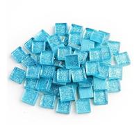 Carreaux de mosaïque adhésifs Pierres de mosaïque en verre à paillettes colorées, 50 pièces, carreaux, galets, artisanat, matériel Puzzle for bricolage, fabrication 9x9mm(Color 30)