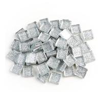 Carreaux de mosaïque adhésifs Pierres de mosaïque en verre à paillettes colorées, 50 pièces, carreaux, galets, artisanat, matériel Puzzle for bricolage, fabrication 9x9mm(Color 4)