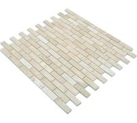 Carreaux de mosaïque auto-adhésifs - En pierre naturelle - Travertine - Beige