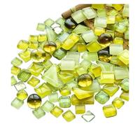 Carreaux de mosaïque, Carreaux de mosaïque en verre diversifiés, mélange formes et couleurs, ronds, triangulaires carrés(Yellow Series)