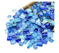 Carreaux de mosaïque, Carreaux de mosaïque en verre diversifiés, mélange formes et couleurs, ronds, triangulaires carrés(Blue Series)
