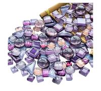 Carreaux de mosaïque, Carreaux de mosaïque en verre diversifiés, mélange formes et couleurs, ronds, triangulaires carrés(Purple Series)