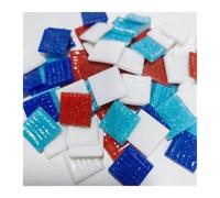 Carreaux de mosaïque Carreaux de mosaïque quartz 2 cm carrés 4 mm d'épaisseur multicolores 30 pièces 85 g/3 oz(White Red Blues)