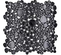 Carreaux de mosaïque de galets - En céramique - Noir - MOS12-0302/1