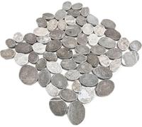 Carreaux de mosaïque en pierre naturelle - Galets de rivière - Gris cendré