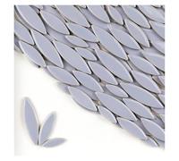 Carreaux de mosaïque pour travaux manuels, 400 g, 134 pièces de 4 mm, 3 tailles différentes de feuilles de saule et de pétales en céramique, matériaux fabriqués à la main (bleu clair)