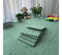 Carreaux de mousse en flanelle souple antidérapant 30 cm (vert menthe) | Flanelle douce pour la surface, noyau en mousse absorbant les chocs, taille 30 x 30 cm, pour une conception facile à épisser
