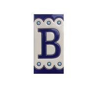 Carreaux de numéro de maison en céramique peinte à la main bleu | SM-7 | 11 x 5,5 cm ou 5,5 x 11 cm (lettre B)