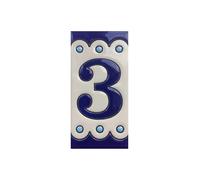 Carreaux de numéro de maison en céramique peinte à la main - SM-7 - 11 x 5,5 cm ou 5,5 x 11 cm (numéro 3)