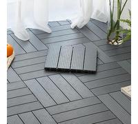 Carreaux de patio emboîtables en plastique for une utilisation temps, carreaux de patio carrés découpables, revêtements de sol extérieurs en plastique(Grigio)