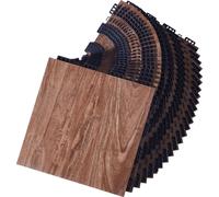 Carreaux de plancher de danse SucceBuy, 12,4 x 12,4 pouces, 25 pièces imbriquées, plancher d'exercice portable rembourré (grain de chêne, 25 pieds carrés/carton)