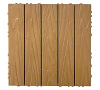 Carreaux de sol de jardin, Carreaux pour pont en plastique à emboîtement 11,8 x 11,8 pouces imperméables multicolores Pack de 9 à 54 pièces (teck, 27 PCS)