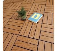 Carreaux de Sol emboîtables en Bois et Plastique, 1 pièce, for terrasse à Clipser, Motif gaufré, for Balcon extérieur(Wood)