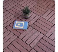 Carreaux de Sol emboîtables en Bois et Plastique, 1 pièce, for terrasse à Clipser, Motif gaufré, for Balcon extérieur(Coffee)